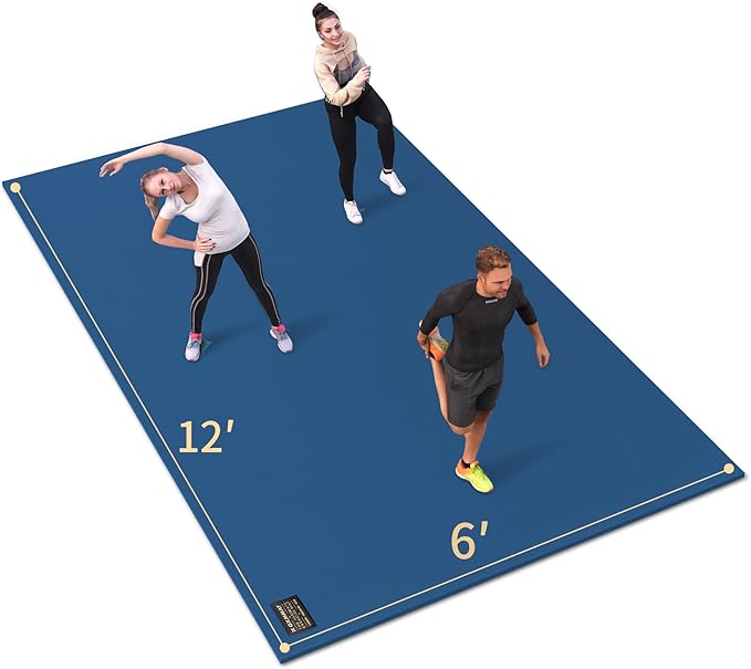 GXMMAT Extra Large Exercise Mat 16'x6'/12'x6'/10'x6'/8'x6'(7mm), Extra Wide Workout Mats for Home Gym Flooring, Non-Slip Thick Durable Cardio Mat for MMA,Plyo,Jump Rope,Weights,Fitness,Shoe-Friendly