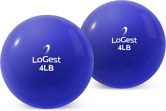 Logest Weighted Toning Exercise Balls Pair - Round Shape Medicine Ball - 1LB 2LB 3LB 4LB 5LB 6LB Available - Toning Muscle for Men & Women