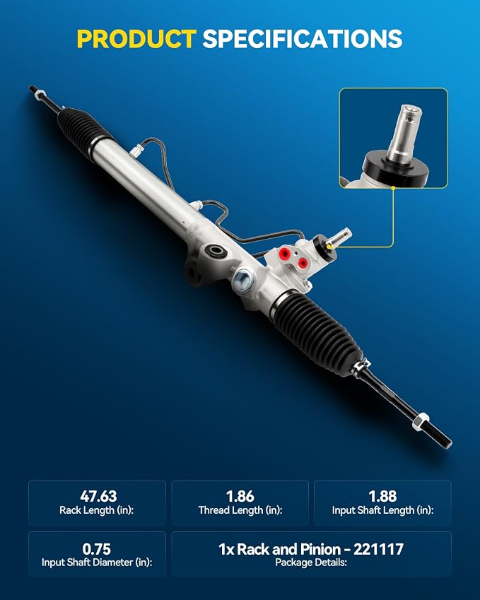 PHILTOP Power Steering Rack and Pinion Assembly for 2006-2008 H3 | Replace No.221117, 15234374