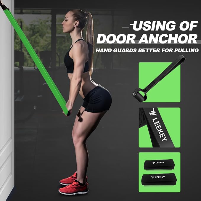 LEEKEY Pull Up Assistance Bands,Muit Levels Resistance Bands for Senior/Adults,Exercise Bands with Door Anchor, Strength Bands for Fitness Training, Physical Therapy,Home Gym Workouts