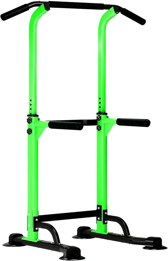 DlandHome Power Tower Pull Up Bar Dip Station,Adjustable Height Dip Stand | Multi-Function Fitness Equipment for Strength Training Home Gym,Stable Steel Frame for Pull Ups Dips Push Ups,Supports 330LBS