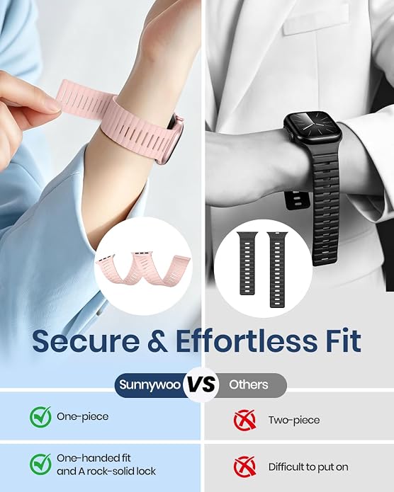 Magnetic Sport Bands Compatible with Apple Watch Bands for Men Women | Silicone Wristband 49mm 46mm 45mm 40mm 44mm 38mm 41mm 42mm, Replacement for iWatch Ultra Series 11 10 9 8 7 6 5 4 3 2 1 SE