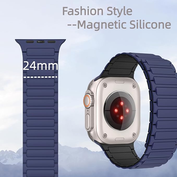 Magnetic Watch Band for Apple Watch Bands Ultra 3/2/1 bands for men women iwatch band 49mm 46mm 45mm 44mm 42mm Sport Silicone Wristband Strong Magnet link Strap for apple watch SE 3/2/1 ,Series 11 10 9 8 7 6 5 4 3 2 1,Blue