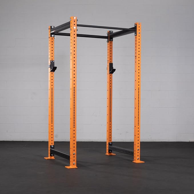 Titan Fitness X-3 Series 80" Orange Bolt-Down Power Rack, 36" Depth, Rackable 1650 LB Cage, 1.25" and 2" Pull Up Bars, Standard J-Hooks, Weight Plate Holders, Weightlifting and Strength Training