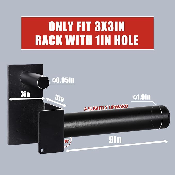 3x3 Weight Plate Holder Attachment, Power Rack Weight Horns for Olympic Weight Plates Storage