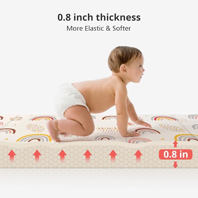 PIGLOG Baby Play Mat, Middle 59X59" Playmat for Playpen, 0.8 Inch Thick Foldable Baby Crawling Mat, Portable Playmat for Babies and Toddlers, Infants, Toddler, Kids