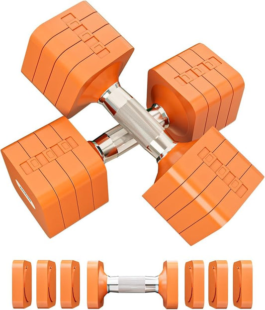 Adjustable Dumbbell Set for Women Men 7.5LB/10LB/15LB/20LB/25LB Each | Dumbbells Set of 2, Free Weight Set at Home Gym, Hand Weights with Locking/Metal Handle for Exercise Muscle Toning Rehab