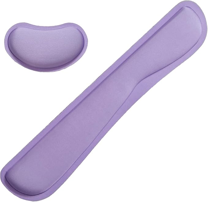 Keyboard Wrist Rest Mouse Wrist Support Set, Memory Foam Wrist Rest Pad for Computer Laptop Keyboard Mouse, Ergonomic Wrist Cushion Support for Typing Pain Relief, Gaming Home Office, Purple