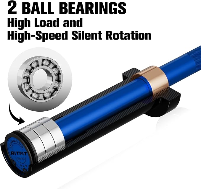 RitFit Barbell Weight Set - 4/6FT Olympic Barbell with Weight Plates (55-115LB Total) - Weightlifting Equipment for Squats, Curls, Deadlifts, Presses, Hip Thrusts