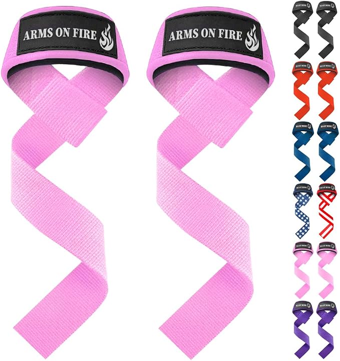 TECEUM Neoprene Padded Cotton Lifting Straps for Weightlifting, 1 Pair