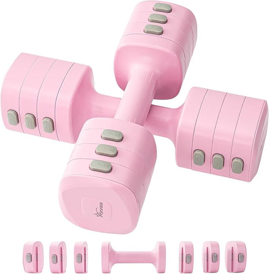 2-in-1 Adjustable Dumbbell & Kettlebell Set for Women (1.1-12.1 lbs), Quick-Change Free Weights for Home Gym, Pilates & Full Body Workout
