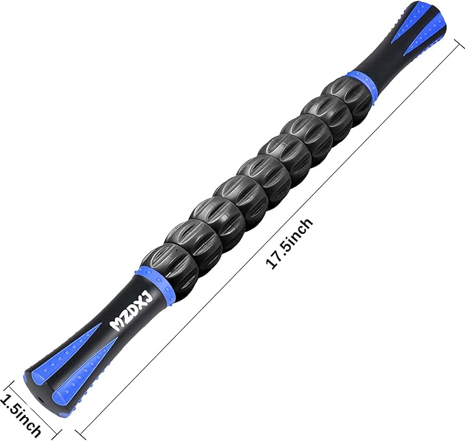 Muscle Roller Massage Roller Stick- Deep Tissue Fascia Blaster for Myofascial Pain Relief, Lymphatic Drainage & Body Sculpting, Handheld Physical Therapy & Recovery Tool (Blue & Black