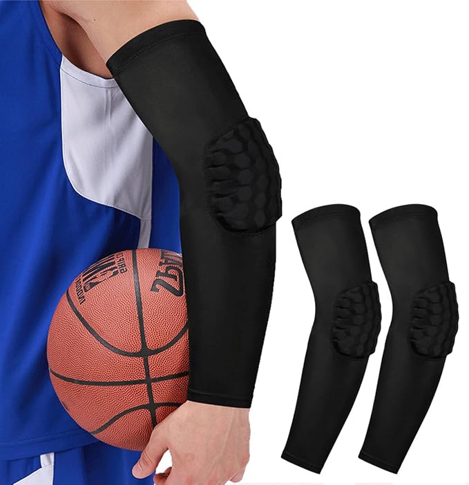 Honeycomb Anti Collision Padded Arm Sleeves - 2 Pack for Basketball, Football, Volleyball