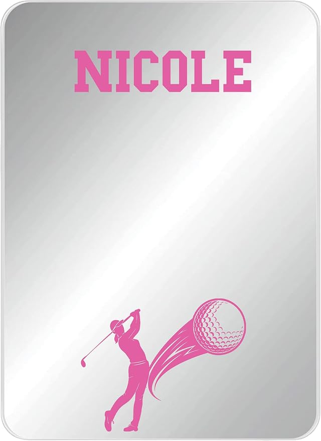 Personalized Sports Player Fan Team Club Locker Mirror Magnet – Back to School Decor, Colorful Magnetic Organizer Accessory for Gym, Home, Office & Refrigerator (Golf Female)