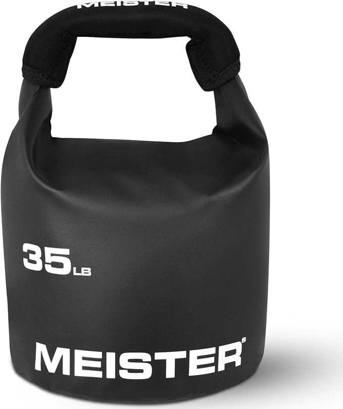 Meister BEAST Portable Sand Kettlebell - Soft Sandbag Weight - 35lb / 15.9kg - Black | Soft-sided kettlebell w/ oversized neoprene handle for swings, squats, presses, pulls and more. Ideal for home and travel