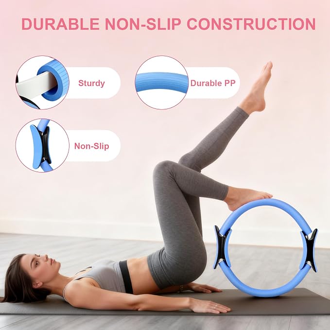 Home Pilates Kit for Women - 14 Pcs Pilates Equipment Set with Pilates Ring and Ball, 5 Resistance Bands Etc Accessories for Beginners Home Workouts - Includes Workout Guide