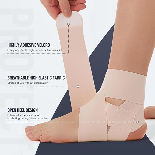 Ultra Thin Ankle Wraps Ankle Brace for Men ＆ Women, Adjustable Ankle Straps for Arch, Sprained Foot, Tendinitis, Football, Basketball, Running（Misty Rose, Pack of 1）