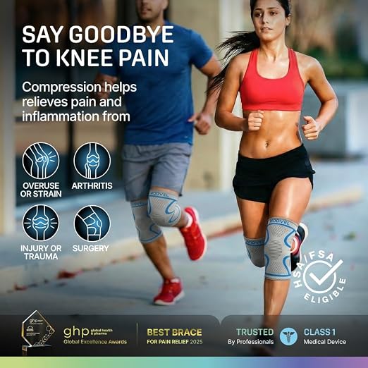 Modvel 2 Pack Knee Brace for Women - Knee Support for Walking, Knee Compression Sleeves for Pain Relief, Knee Sleeves for Women, Knee Brace for Sports, Workouts & Arthritis