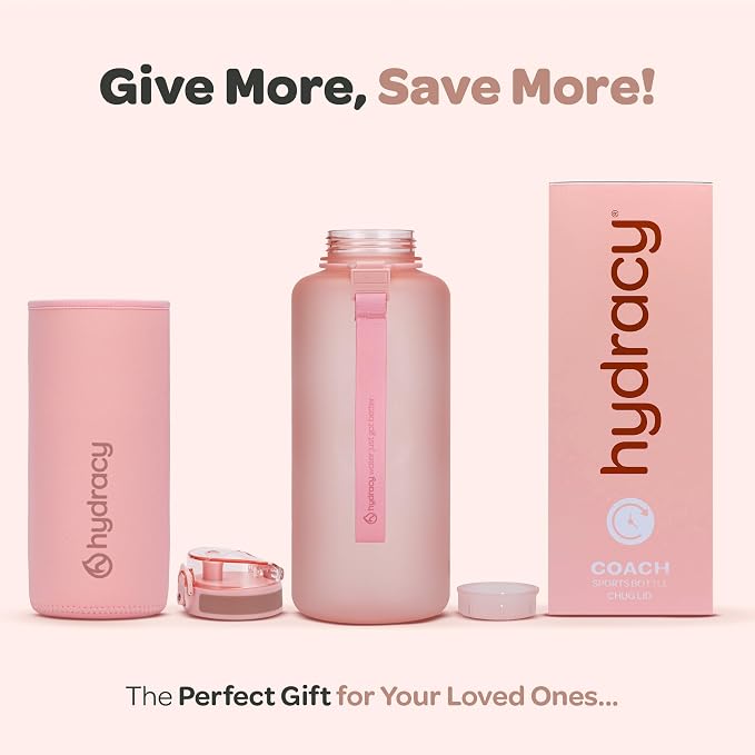 Hydracy Motivational Water Bottle with Time Marker & Fruit Infuser 64 oz | BPA-Free Tritan, Leakproof Flip-Top Lid,No-Sweat Sleeve,Carry Strap,Daily Intake Tracking for Gym,Sports,Outdoors