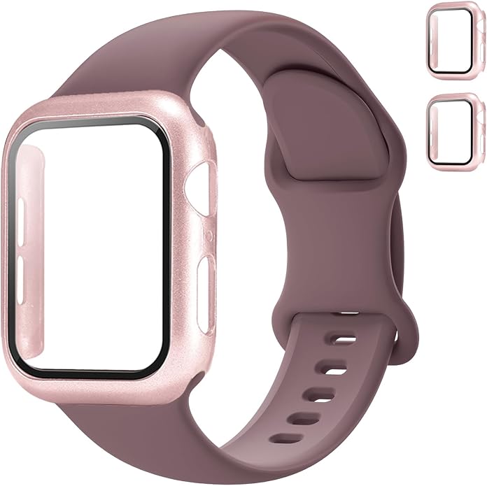 Sport Band and Case for Apple Watch Band 40mm 44mm 46mm 42mm 41mm 45mm 38mm iWatch Bands for Women/Men,Silicone Waterproof Strap with Cover Combo for Apple Watch Series 11 10 9 8 7 6 5 4 SE Ultra/2 3