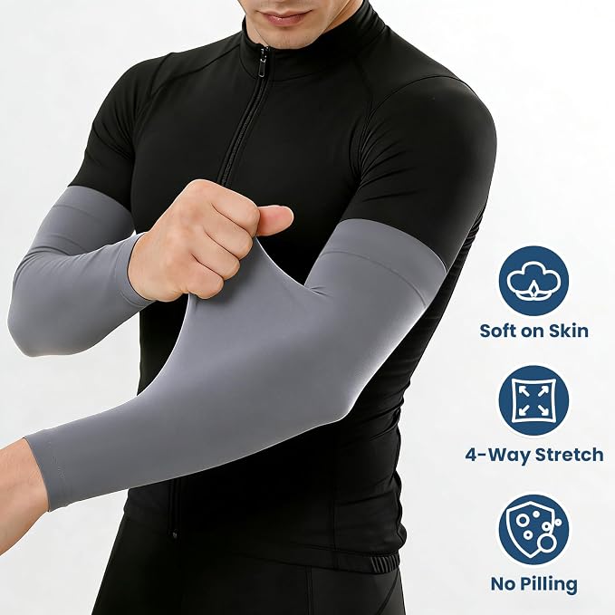 Mochabao 8 Pairs Soft Arm Sleeves, UV Sun Protection Cooling Compression Arm Covers for Outdoor Work, Sports, Men & Women