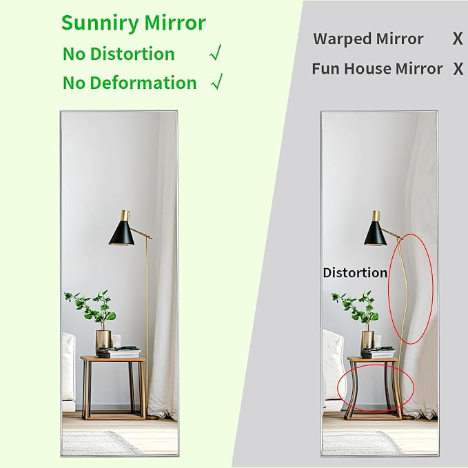 Full Body Mirror 56x16 inch, Silver Floor Length Mirror,Metal Frame | Chrome Metal Frame, No Distortion, Standing Mirror for Bedroom, Livingroom, Bathroom, Hallway, Cloakroom, Bedroom
