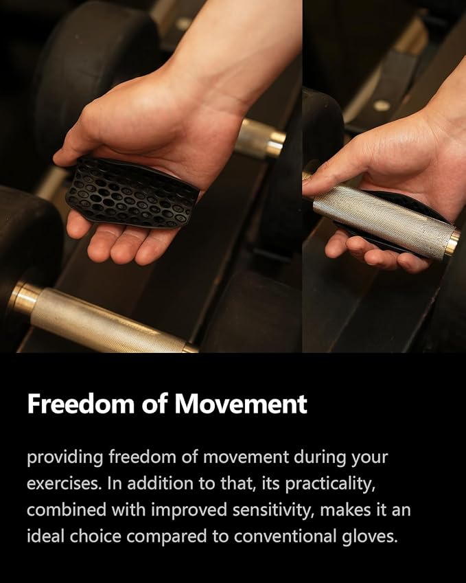 Workout Grips,Rubber Fingerless Gym Gloves, Pull Up Grips for Men Women Crosstraining Palm Grips Hand Protection，Suitable for Gym & Home Workouts, Improves Grip Strength