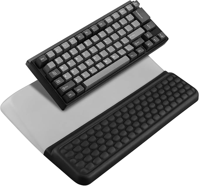 Keyboard Stand with Wrist Rest，Ergonomic Keyboard Riser Holder Lifter Tray | Black Grey，Computer Wrist Support Pad，Ergonomic Keyboard stand for desk，Soft Memory Foam Desk Cushion，Non-Slip