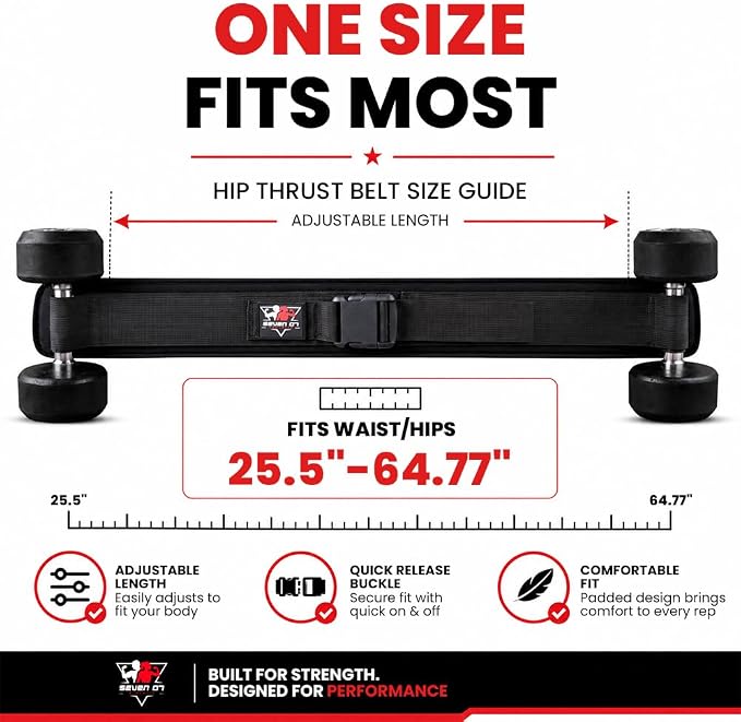 Hip Thrust Belt for Dumbbells Kettlebells & Barbell Plates – Adjustable Neoprene Glute Bridge Belt – Supports 600 LBS – Anti-Slip Hip Pad Workout Equipment for Women Men Home Gym