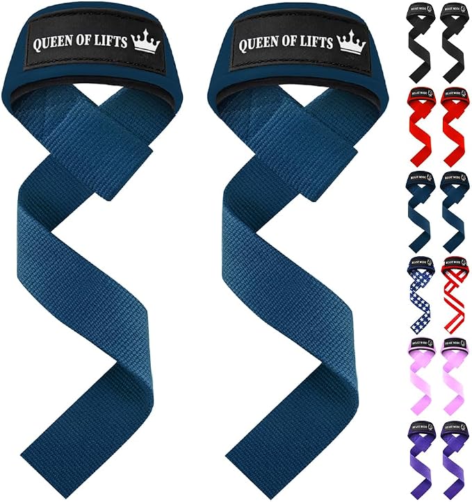 TECEUM Neoprene Padded Cotton Lifting Straps for Weightlifting, 1 Pair