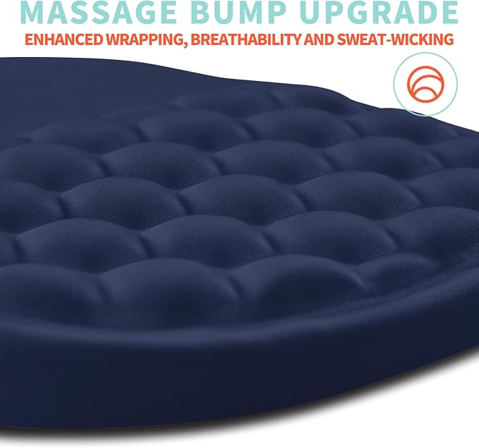 Ergonomic Mouse Pad Wrist Support with Memory Foam Massage Bulge, Carpal Tunnel Pain Relief Mousepad Wrist Rest for Mouse(12x8 inch, Dark Blue)
