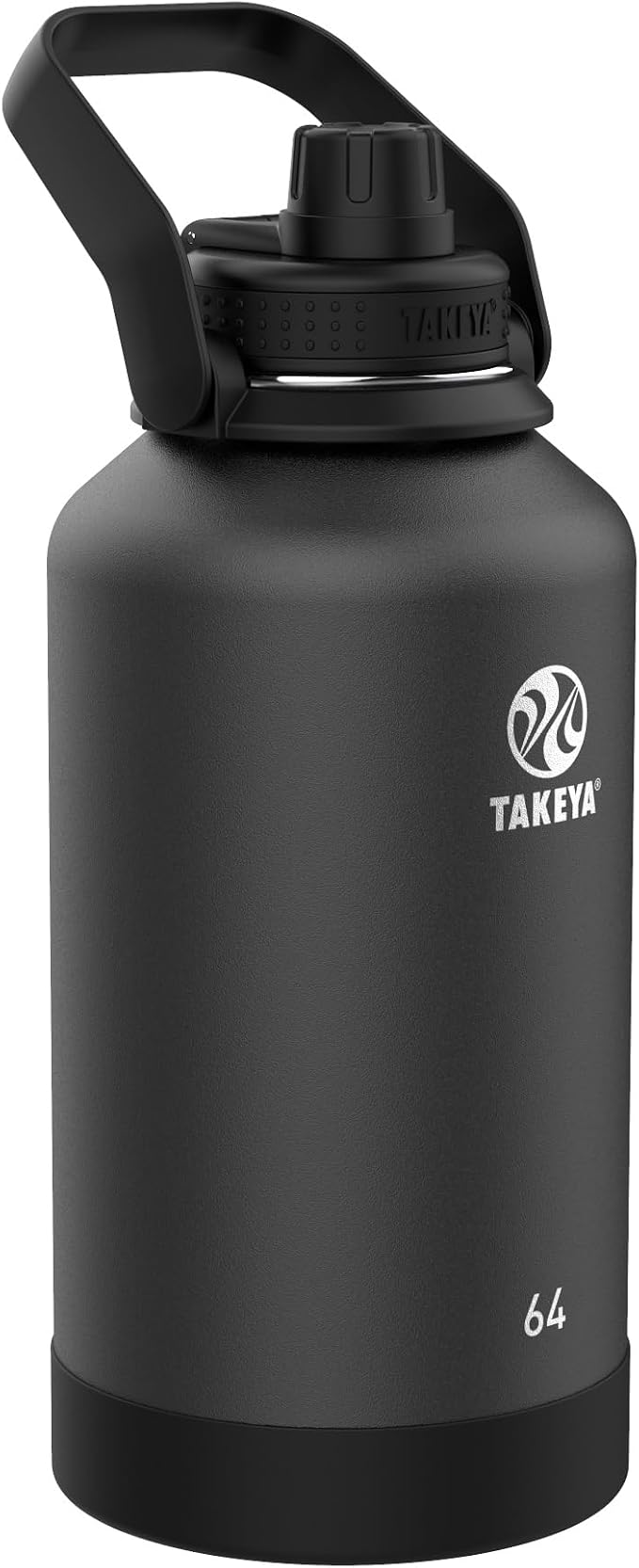 Takeya Actives 64 oz Vacuum Insulated Stainless Steel Water Bottle with Spout Lid, Premium Quality, Onyx