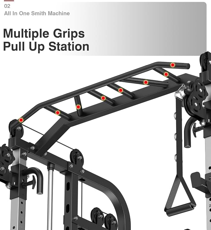 DONOW Smith Machine with Weight Stacks Home Gym System Cable Crossover | Multi Function, All in One, Heavy Duty, Lat Pulldown Bench, Hip Thrust Attachment, Smooth Smith Bar and Cable System
