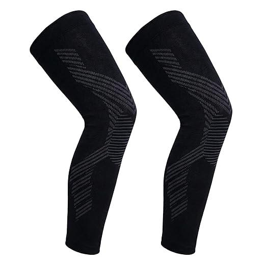 Full Leg Compression Sleeves for Men and Women,2 Pack Legs Sleeves Long Knee Brace Support for Running, Basketball, Cycling, Workout, Sports - Black,2XL