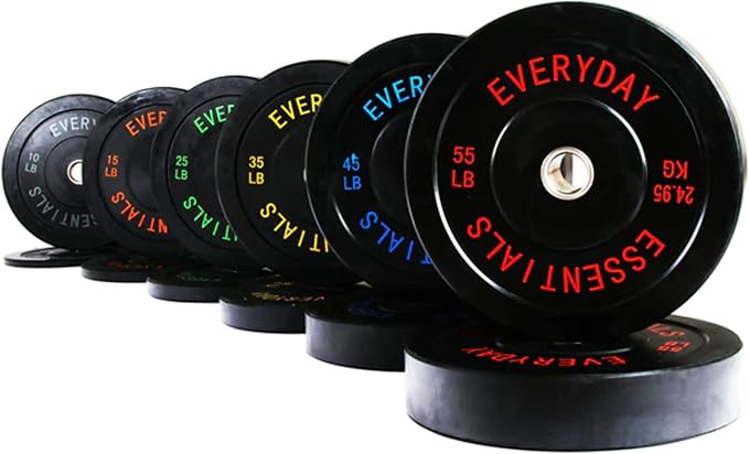 BalanceFrom Olympic Rubber Bumper Weight Plate Set with Steel Hub Inserts – 2-Inch Hole Plates for Strength Training, Powerlifting, and Weightlifting at Home, Garage, or Commercial Gym