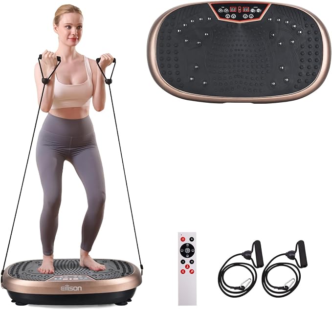 FitMaxx 3D XL Vibration Plate Exercise Machine - Whole Body Workout Vibration Platform w/Loop Bands - Lymphatic Drainage Machine for Weight Loss, Shaping, Recovery