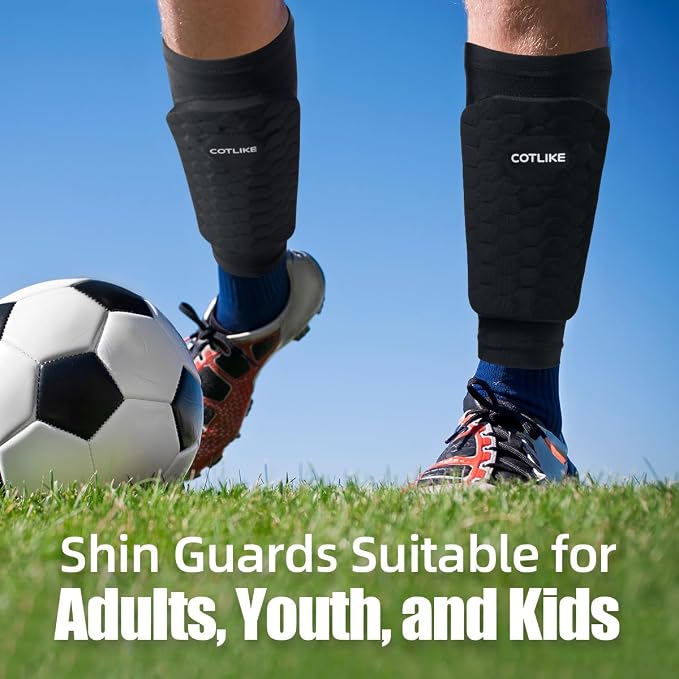 Soccer Shin Guards for Kids Youth Adults, Ski Shin Guards Sleeves for 2-18 Years Old Boys Girls Men, Calf Compression Sleeve with Honeycomb Pads, Espinilleras de Futbol para Hombres