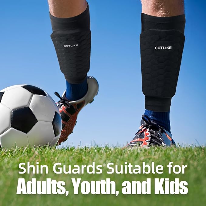 Soccer Shin Guards for Kids Youth Adults, Ski Shin Guards Sleeves for 2-18 Years Old Boys Girls Men, Calf Compression Sleeve with Honeycomb Pads, Espinilleras de Futbol para Hombres