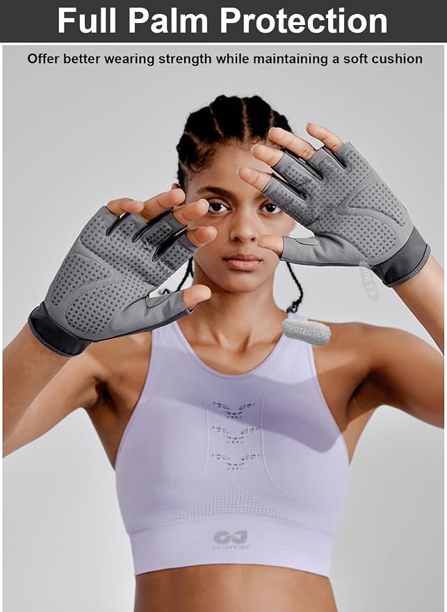 SUJAYU Workout Gloves for Women & Men, Anti-Slip Fingerless Gloves for Weightlifting, Mens Workout Gloves Gym Gloves Fitness Gloves