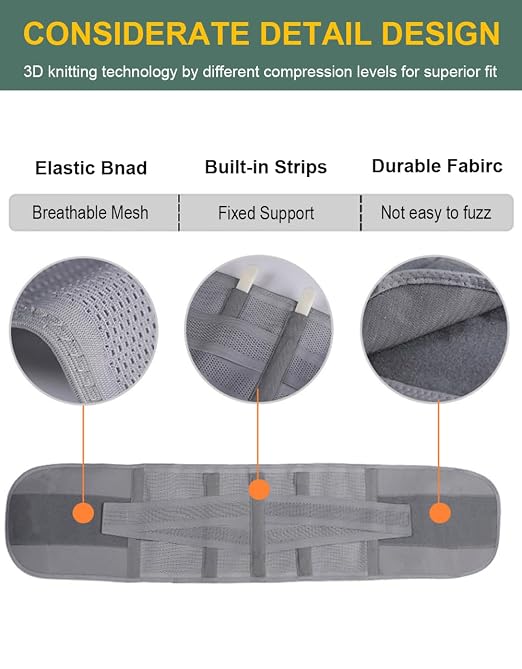 Back Brace for Lower Back Pain Men Women, Back Support Brace & Elastic Supports Belly Band Stomach Wrap Waist Belt Waist Trainer, Waist Brace Waist Trainer for Men Sciatica Pain Relief (Gray, Medium)