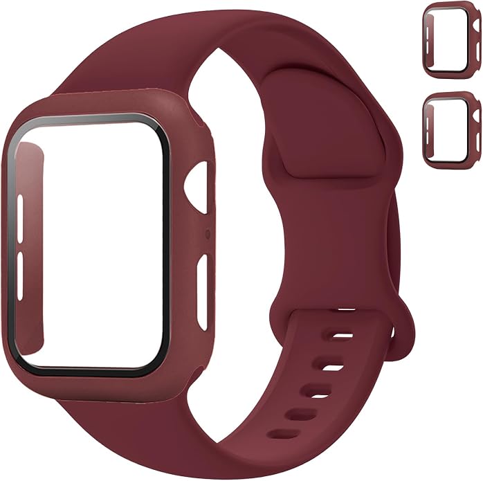 Sport Band and Case for Apple Watch Band 40mm 44mm 46mm 42mm 41mm 45mm 38mm iWatch Bands for Women/Men,Silicone Waterproof Strap with Cover Combo for Apple Watch Series 11 10 9 8 7 6 5 4 SE Ultra/2 3