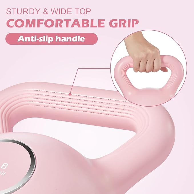 KHTO Kettlebells Fitness Exercise-Pink Strength Training Kettlebell Sets,Dumbbell Weights for Home Gym Equipment