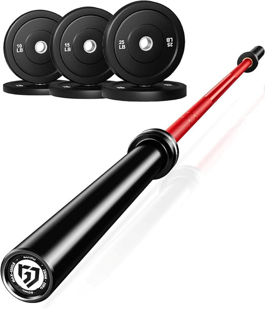 PB01 7FT Olympic Barbell, Weight Bar with Knurled Grip for Squats, Deadlifts, Weightlifting, Strength Training, Bench Press, Fits 2-inch Standard Weight Plates, 1500LB Capacity