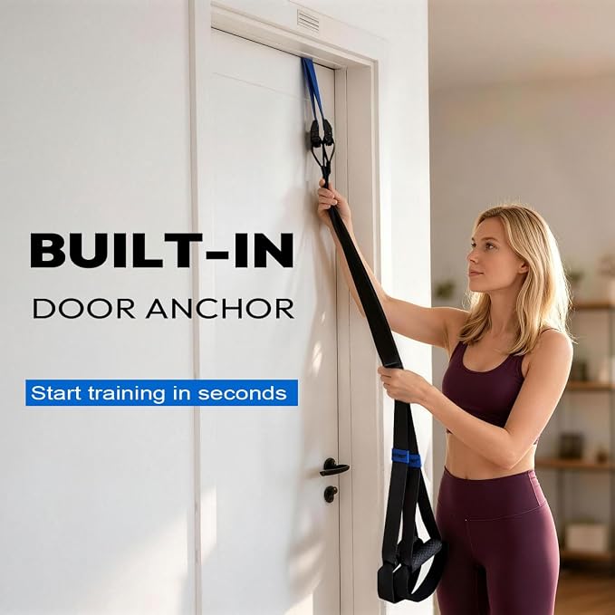 FITKIT Suspension Straps with Built-in Door Anchor, 700 lb Capacity