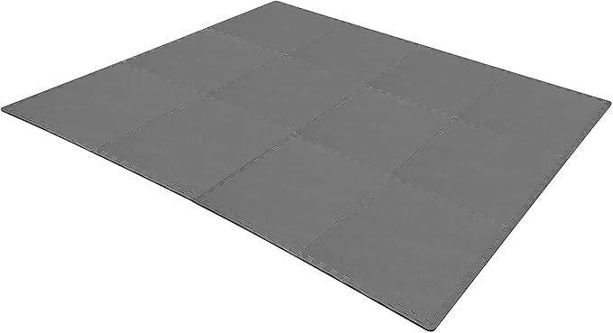 BalanceFrom Puzzle Exercise Mat 1/2" Thick, EVA Interlocking Foam Floor Tiles for Home Gym, Mat for Home Workout Equipment, Floor Padding for Kids, Gray, 24 in x 24 in x 1/2 in, 48 Sq Ft - 12 Tiles | Tiles for Home Gym, Studio, or Playroom Flooring, Gr...