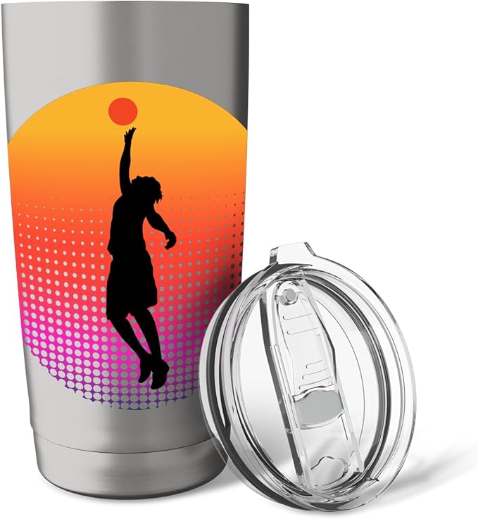 Basketball Game Hoop Slam Dunk Ball Retro Sunset Player Gift Stainless Steel Insulated Tumbler