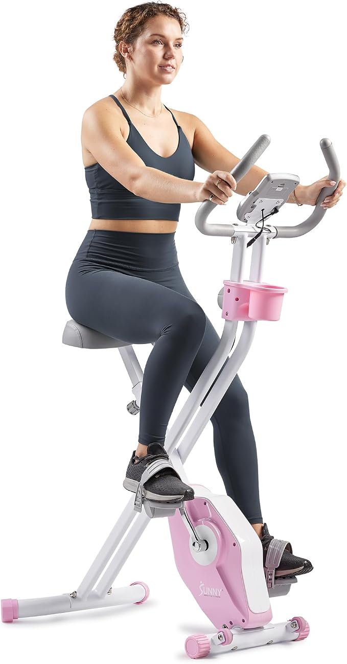 Sunny Health & Fitness Smart Foldable Magnetic X-Bike, Low-Impact Workouts