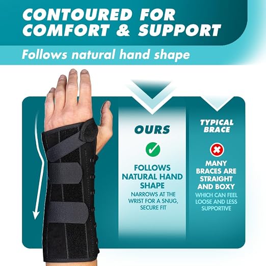 Med Spec 10.5" Wrist Lacer Support Brace Carpal Tunnel Left Hand Large | Adjustable Lace-Up Design Delivers Breathable Secure Fit With Customizable Compression for Lasting Comfort & Support. 223955