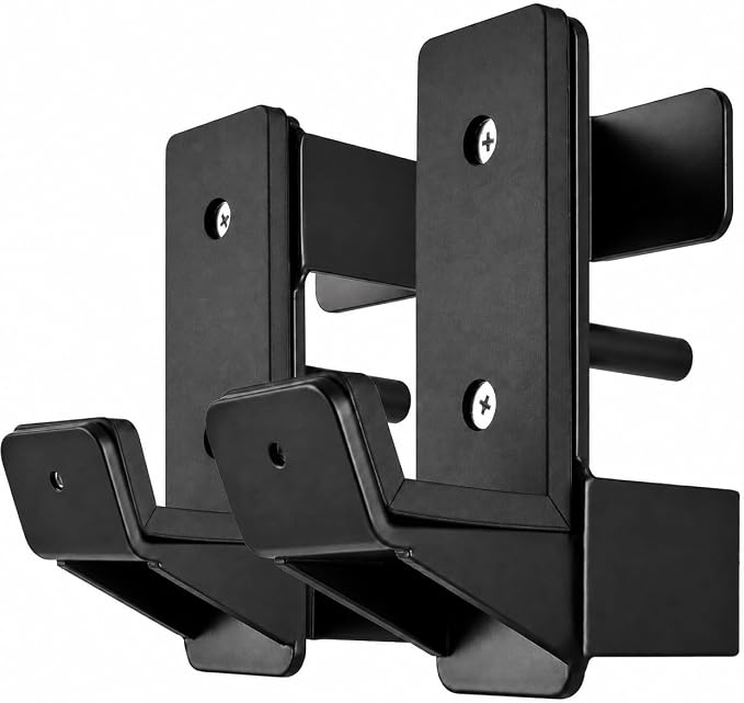 J Hooks for 2" x 2" Power Rack, Rubber Pad J-Hook for Power Cage, Bottom Reinforced Steel J Cups for Squat Rack, Heavy Duty Barbell Holder, Black