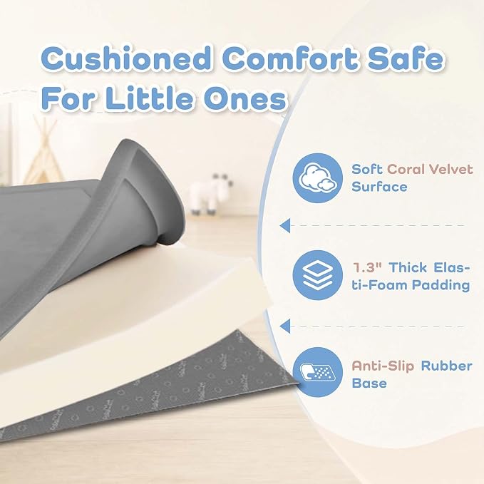 1.3" Thick Baby Play Mat for Floor,39x59 Memory Foam Tummy Time Mat | Ultra Soft Playmat for Baby,Tummy Time Foam Mats,Cushioned for Infant,Kids and Toddler Crawling,Easy Care